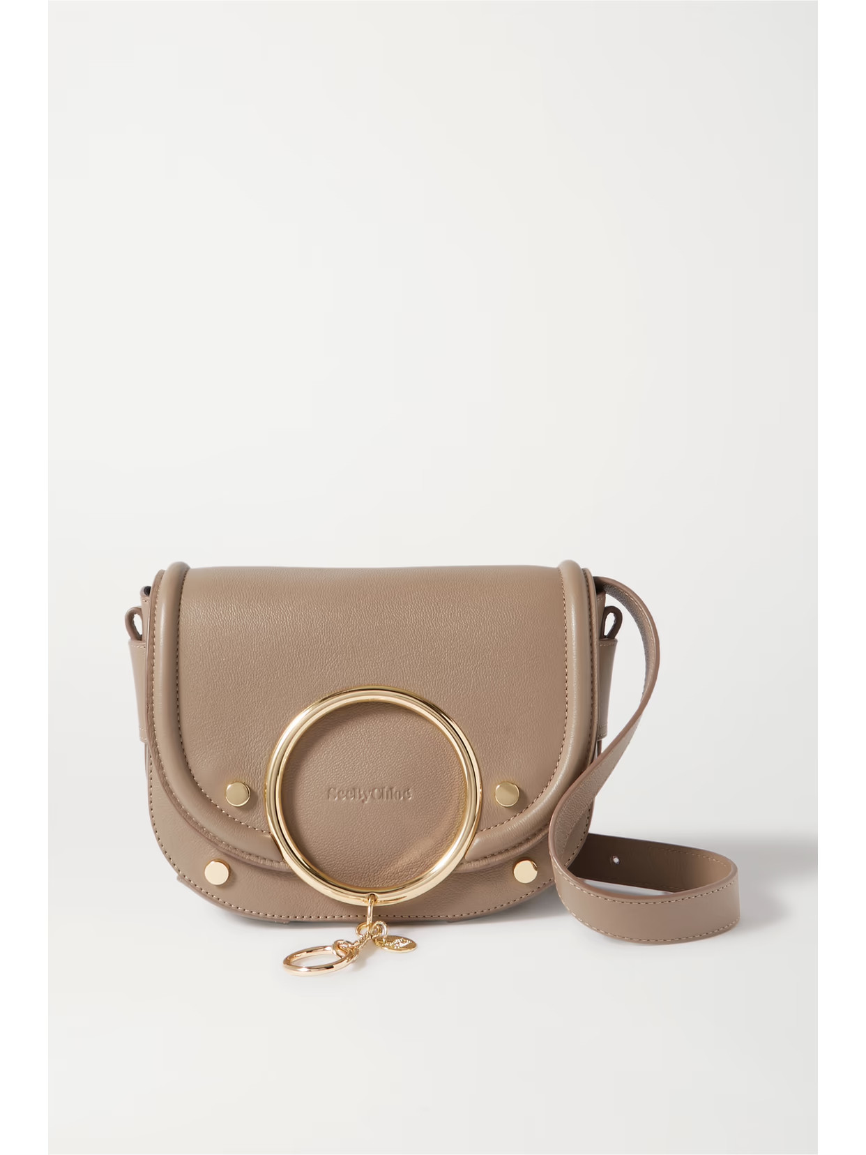 See By Chloé - Mara Embellished Leather Shoulder Bag - Neutrals | NET-A-PORTER (US)