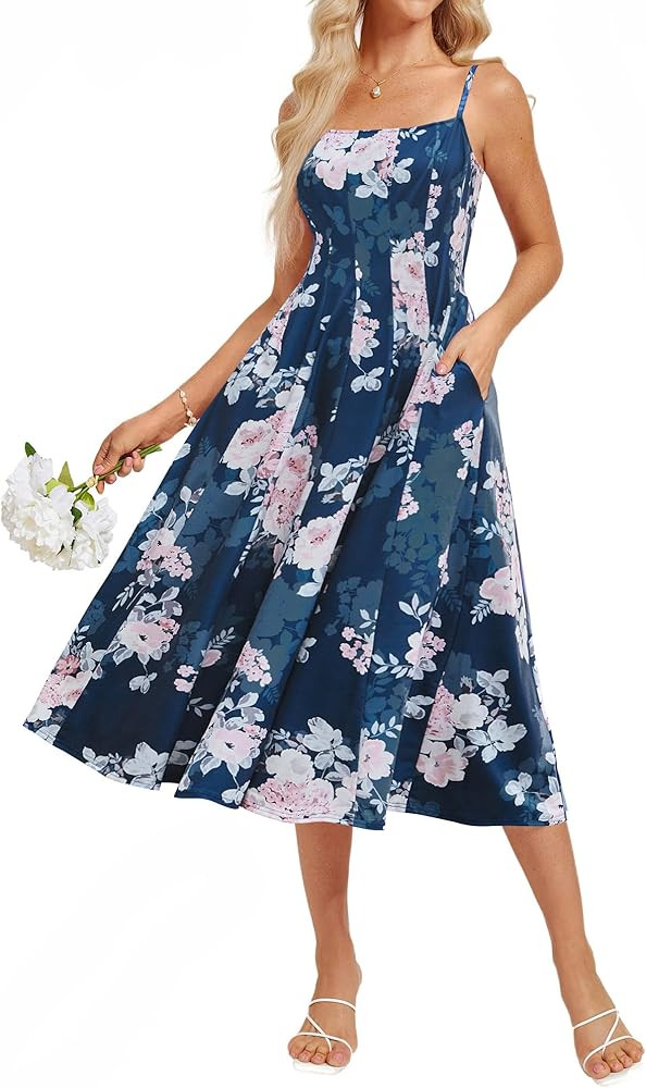 GRACE KARIN Women's Summer Floral Wedding Guest Dress Boho Beach Casual Formal Dresses A Line Sle... | Amazon (US)