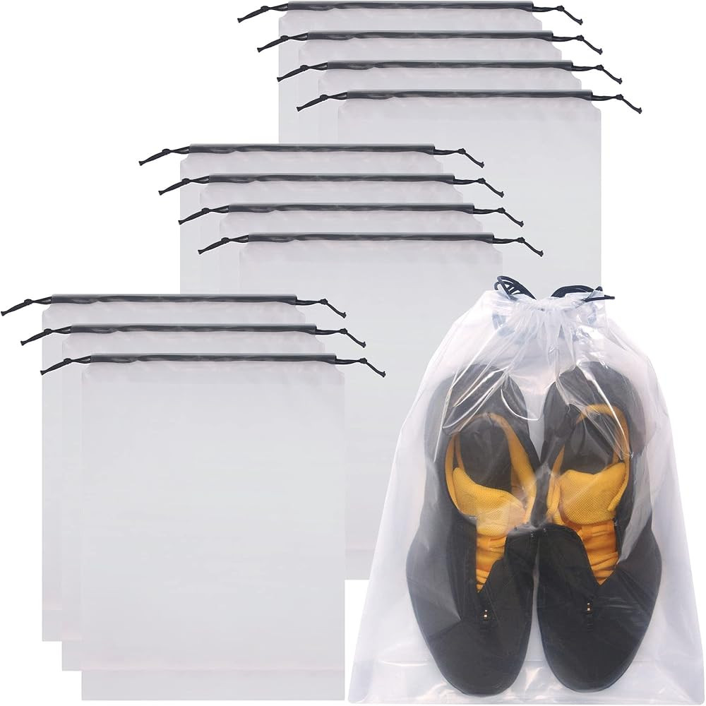 Set of 12 Transparent Shoe Bags for Travel Large Clear Shoes Storage Organizers Pouch with Rope f... | Amazon (US)