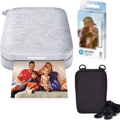 HP Sprocket portable instant photo printer in luna pearl with zink paper