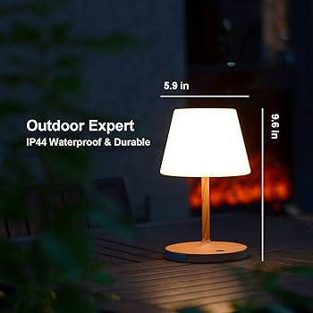 Outdoor Table Lamp/Cordless USB Rechargeable 4000mAh / 2700K LED/Touch Dimmable/Portable Battery ... | Amazon (US)