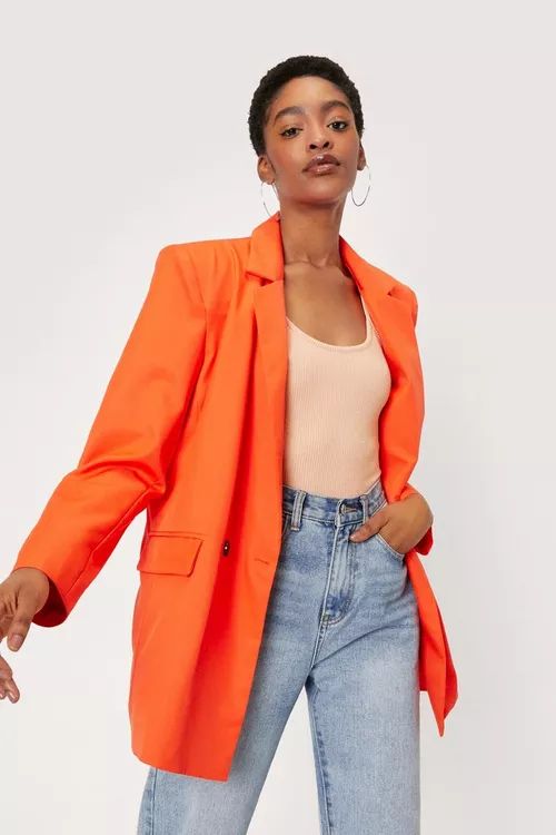 Shoulder Padded Oversized Double Breasted Blazer | Nasty Gal (US)