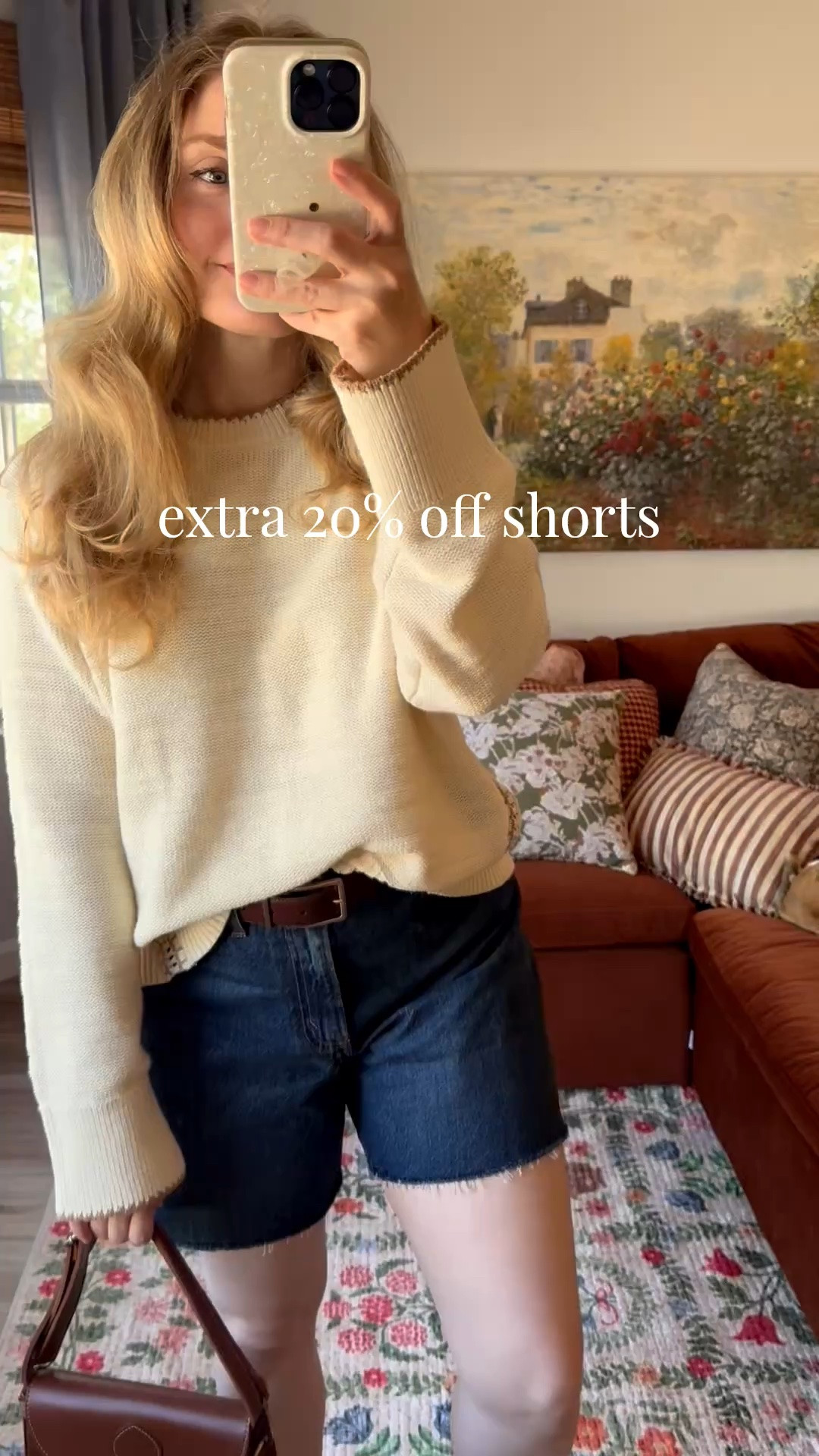extra 20% off shorts today! my fav loose fit denim shorts are on sale! these are the most comfy, flattering and worry free denim shorts i’ve tried.

i always size up 1 in denim shorts, for a more relaxed fit. wearing 27 here. 

sweater is tts and fits relaxed. wearing a medium but should have stuck with my normal small.

#LTKSeasonal #LTKSaleAlert #LTKootd