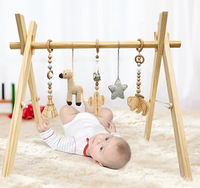 hello pumpkin Wooden Baby Play Gym Activity Center – Natural Color Handmade Baby Play Gym with ... | Amazon (US)