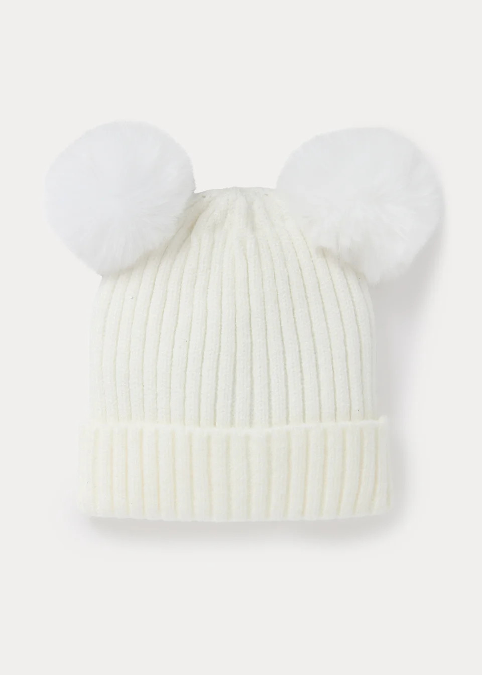 Cream Double Pom Pom Baby Beanie Hat (Newborn-2yrs) - Age 0 - 3 Months | Matalan (UK)