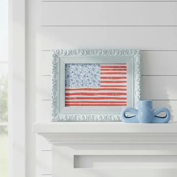 Floral Flag Hanging Sign, Red/White/Blue, 10" x 8", by My Texas House | Walmart (US)