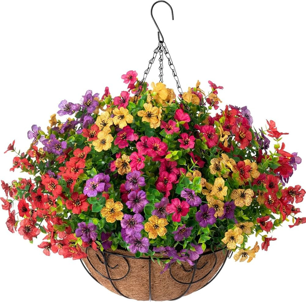 HyeFlora Artificial Flower Basket Hanging Artificial Plants for Summer Outdoor Outdoor Decoration... | Amazon (CA)