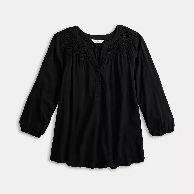 Women's Croft & Barrow® Staple Smocked Blouse | Kohl's