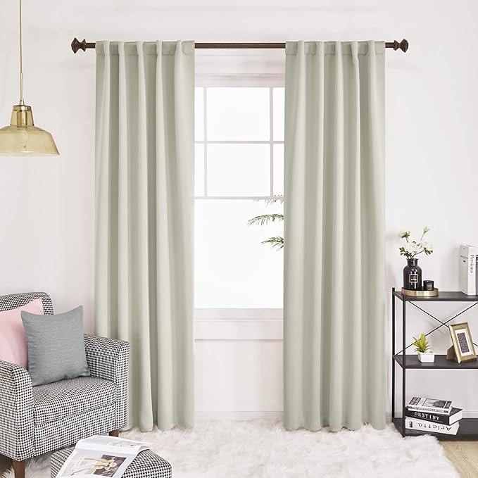 Deconovo Solid Room Darkening Blackout Curtains, Rod Pocket and Back Tab Blackout Curtains for Li... | Amazon (US)
