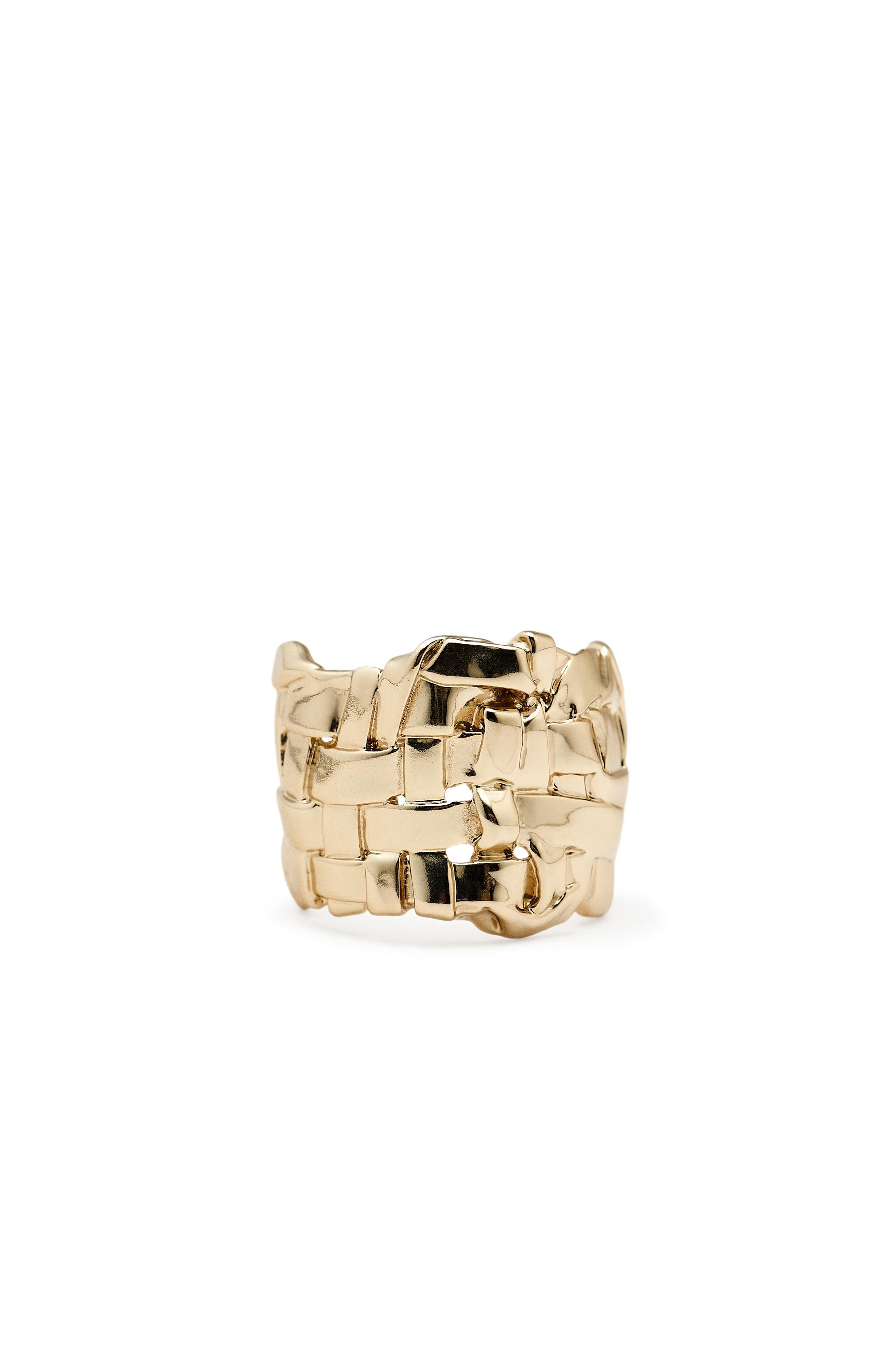 Basket detail ring - GOLDEN | Massimo Dutti US