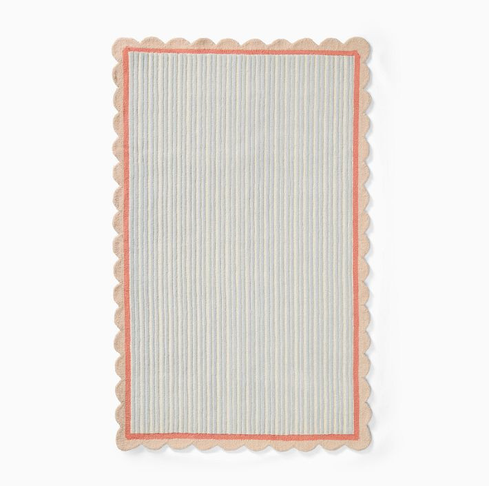 Pink Chicken Stripe Wool Rug | West Elm (US)