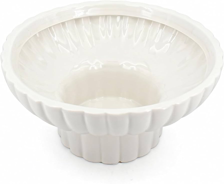 Handmade Glossy Ceramic Decorative Footed Bowl, 8 Inch Small Modern Pedestal Bowl,Fluted Decorati... | Amazon (US)