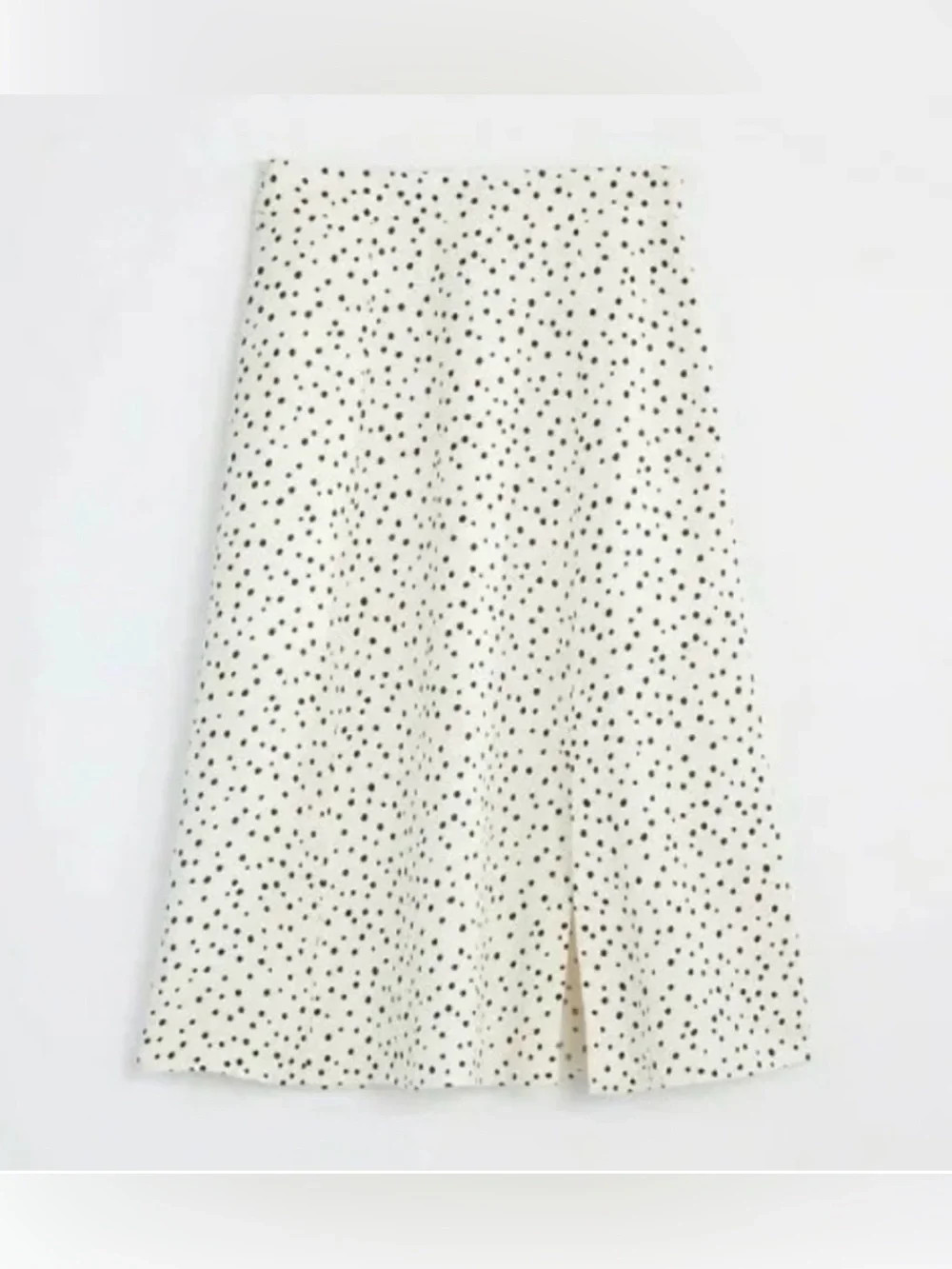 LOFT Linen-Blend Black Polka Dotted A-line Midi Skirt Front Slit Women\u2019s Size 8 | Poshmark