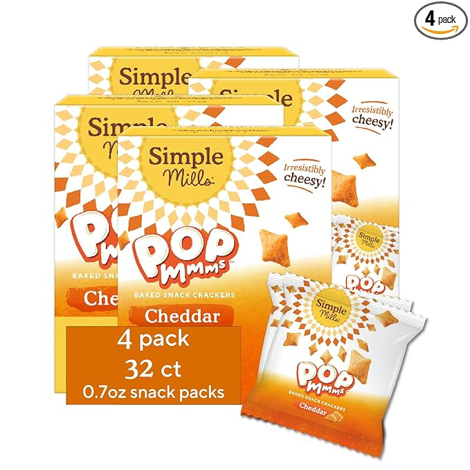 Simple Mills Pop Mmms Cheddar Baked Snack Pack Crackers, Healthy Snacks for Kids, Individual Pack... | Amazon (US)