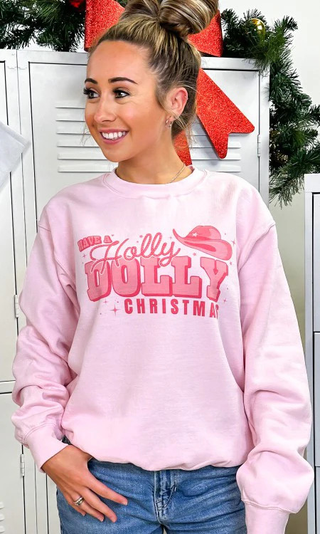 Have A Holly Dolly Christmas Graphic Sweatshirt | Casual Chic Boutique