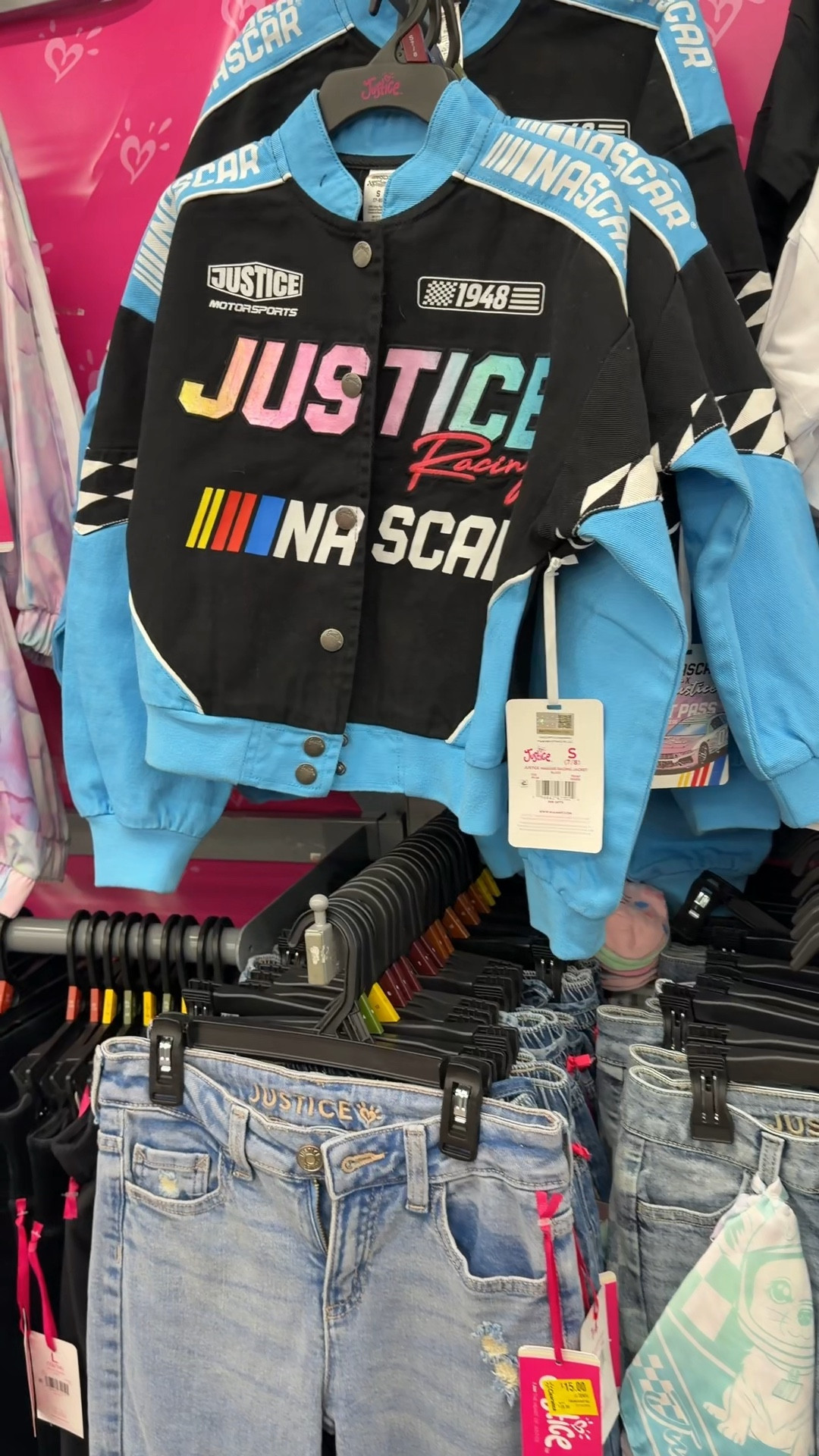 Cutest racing jacket for kids! But I squeezed my a $ $ into an extra large, lol