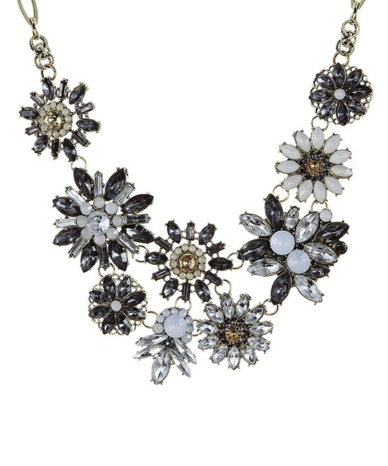 Novadab Women's Necklaces - Black Crystal & Goldtone Flower Power Statement Necklace | Zulily