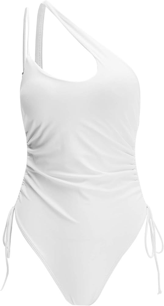 Verdusa Women's Cut Out Side One Shoulder Backless Swimwear One Piece Swimsuit | Amazon (US)
