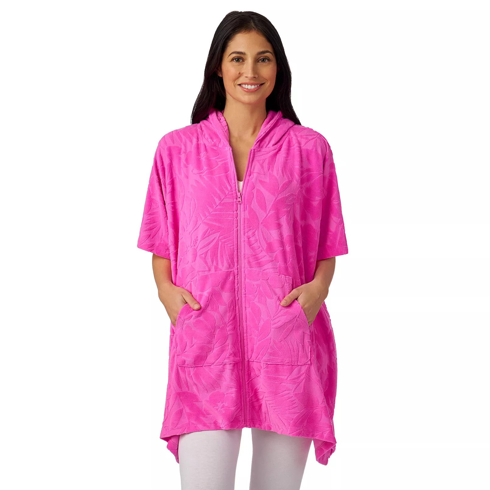 Women's Cuddl Duds® Jacquard Baby Terry Poncho Zip Wrap | Kohl's