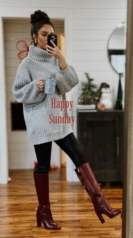 Sweater dress Sunday outfits with my favorite red boots 

#LTKstyletip #LTKHoliday #LTKover40