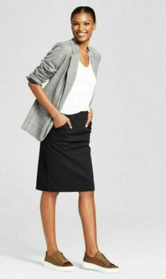 A New Day Skirt Black Straight Pencil Ponte Knit Stretch Skirt, Size 16 | eBay US