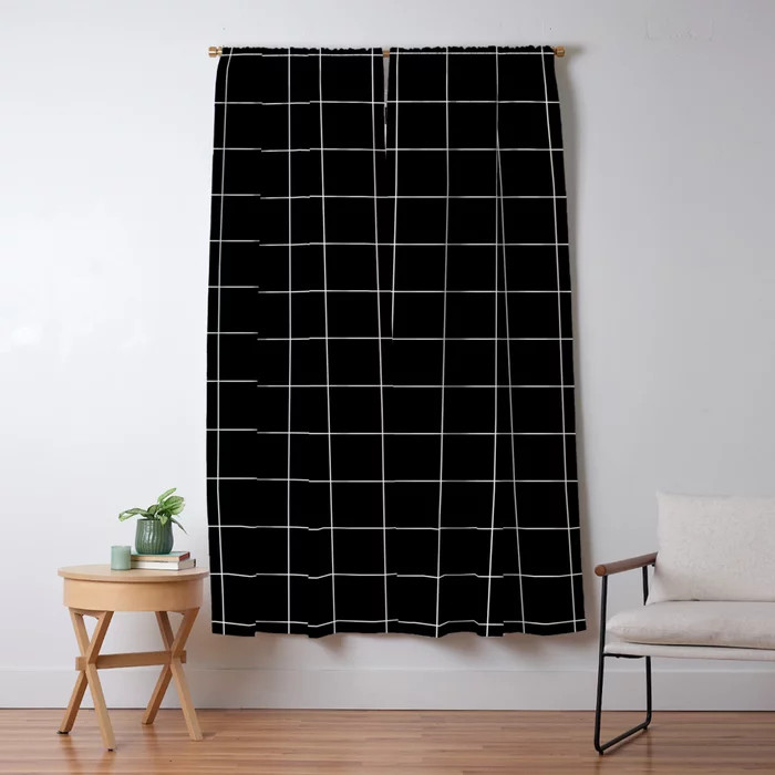 Windowpane Check Grid (white/black) Blackout Curtain | Society6