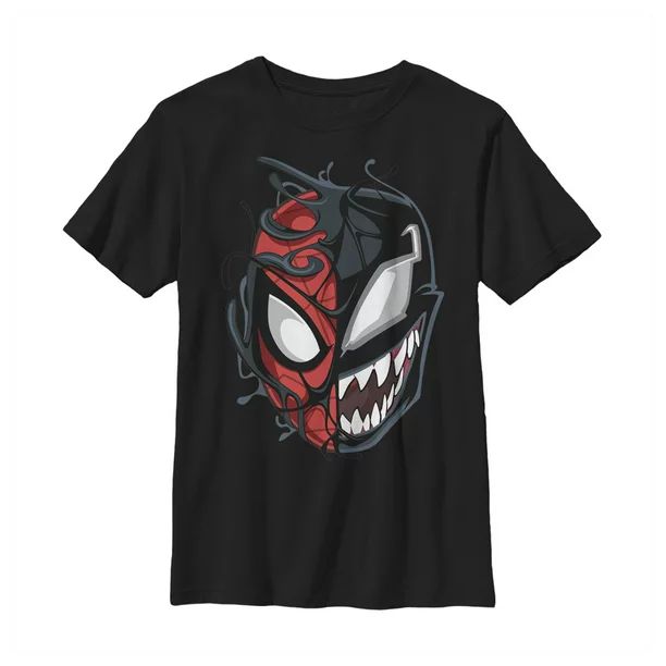 Boy's Marvel Spider-Man Venom Mask Split  Graphic Tee Black Small | Walmart (US)