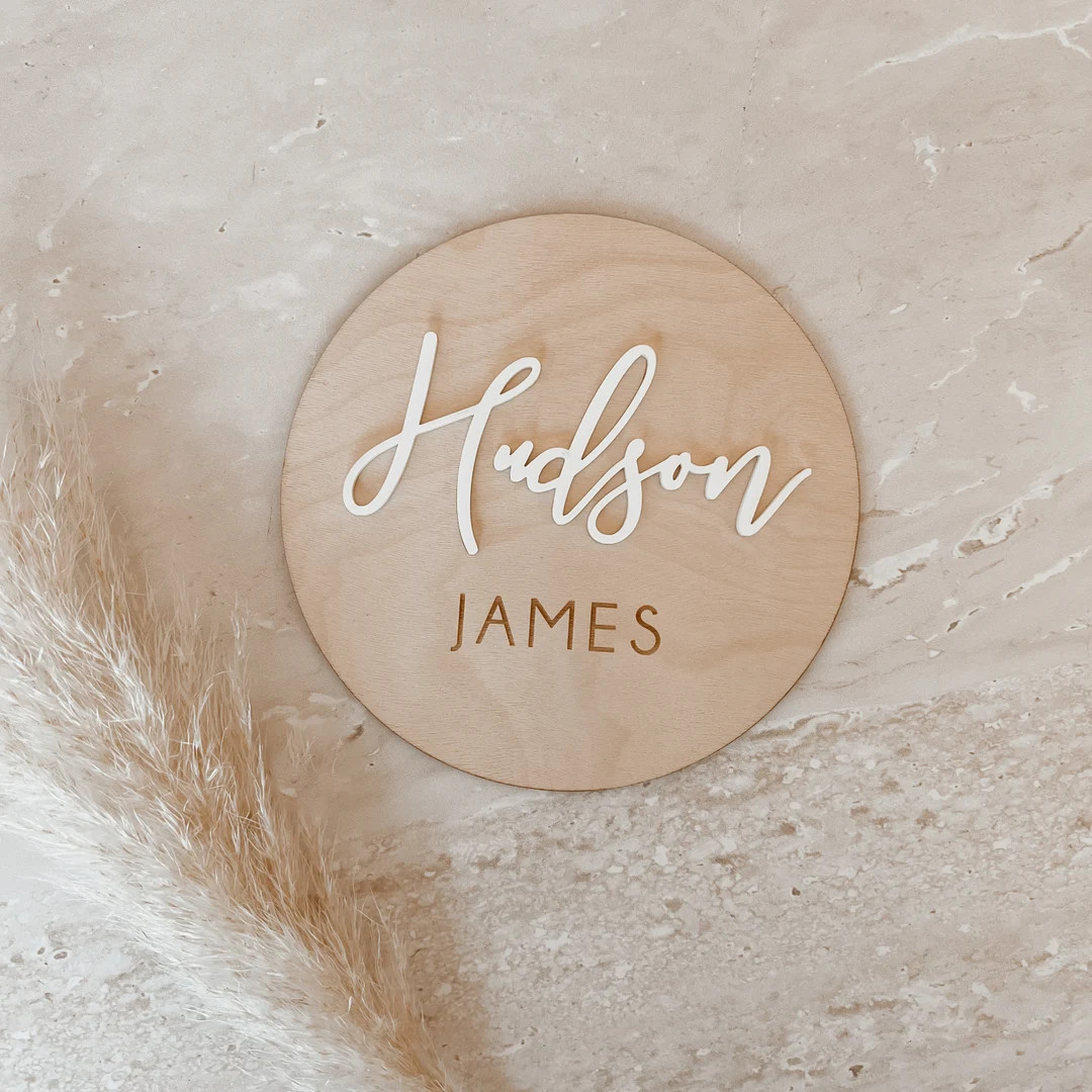 Wooden Acrylic Name Plaque - announcement plaque- newborn - name sign | Etsy (US)