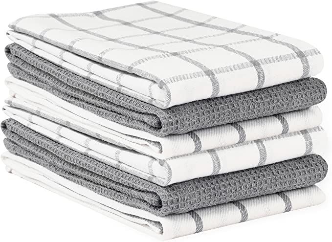 LANE LINEN Kitchen Towels and Dishcloths Set - Pack of 6 Cotton Dish Cloths, 18”x 28”, Soft H... | Amazon (US)