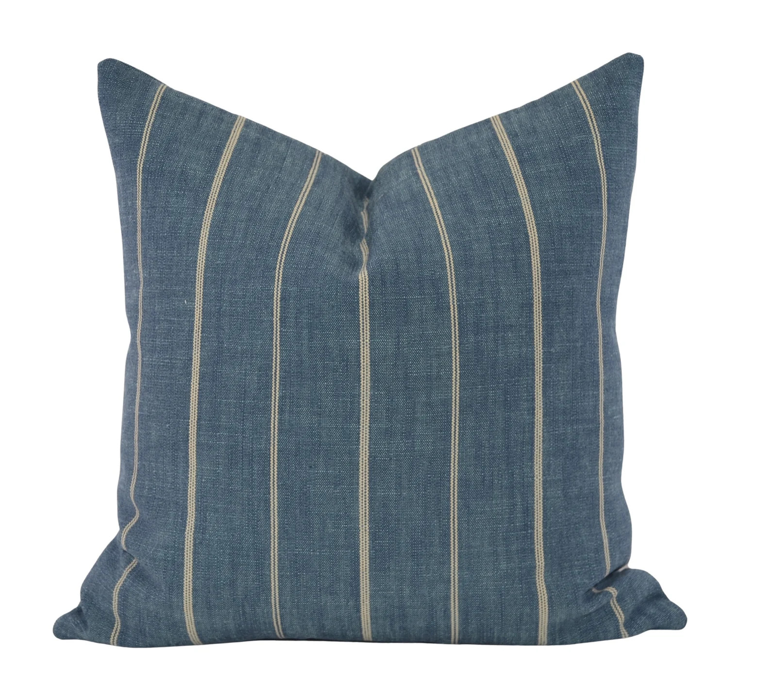 Fritz Indigo Stripe Throw Pillow Cover, 18, 20, 22, Dark Denim Blue & Beige Stripe Pillow Cover -... | Etsy (US)