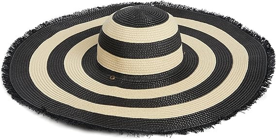 Maxi Striped Floppy Hat with Raw Edges | Amazon (US)