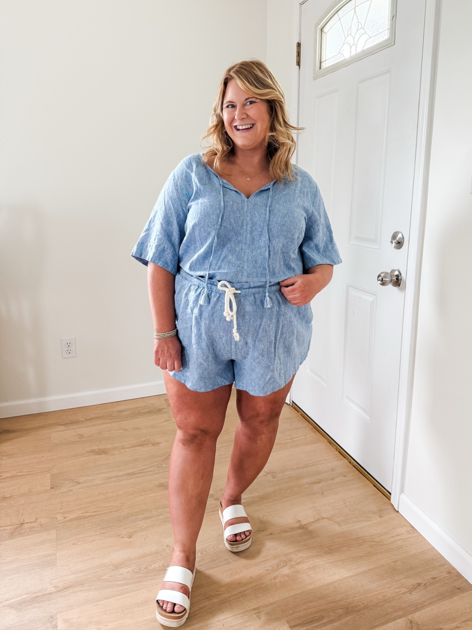 My chambray set is on sale!! Wearing an XL in the top and an XXL in the bottoms