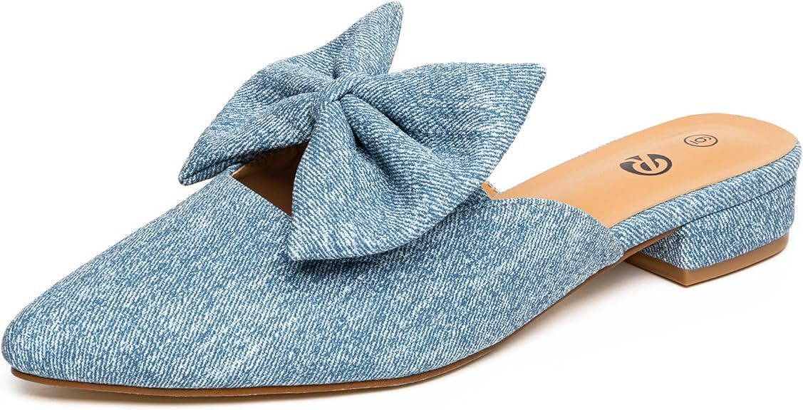 Rekayla Mules for Women Flats,Pointed Toe Mules Sandals Comfy Mules Shoes Cute Bow Women's Mules ... | Amazon (US)