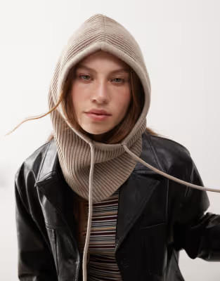 Monki knitted hooded balaclava in brown | ASOS (Global)