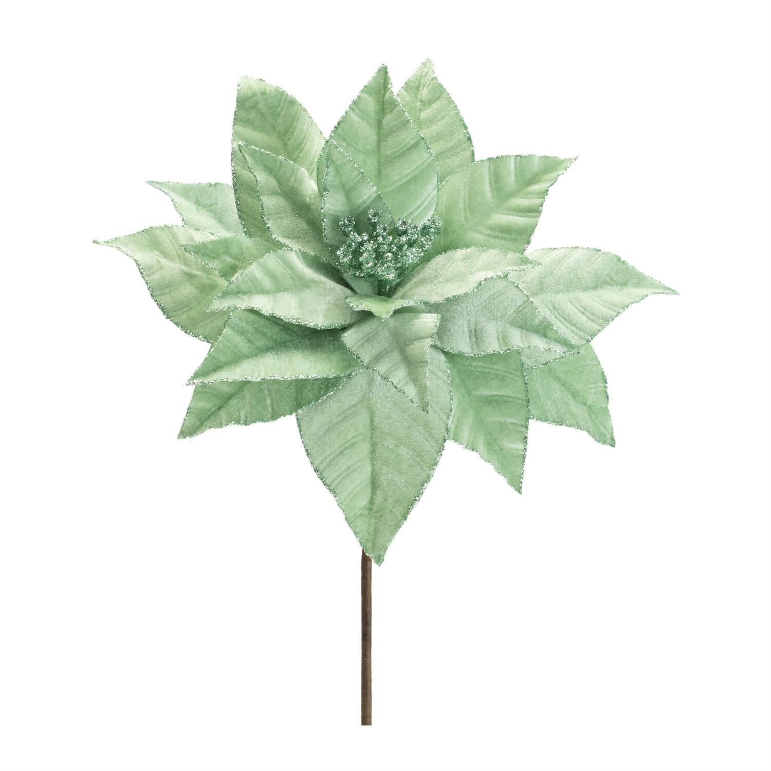 BreeBe - Glittered Poinsettia Flower Stem (Set of 6) - Green | Best Buy U.S.