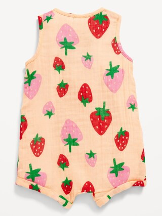 Printed Sleeveless Henley Romper for Baby | Old Navy (US)