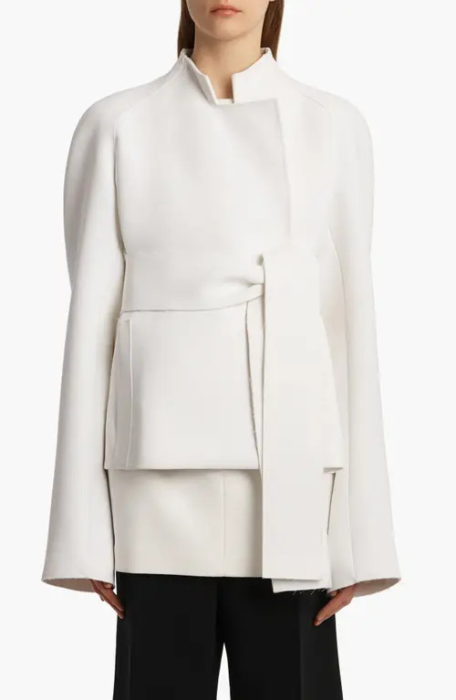 Khaite Edith Double Face Crepe Wrap Jacket in Chalk at Nordstrom, Size Small | Nordstrom