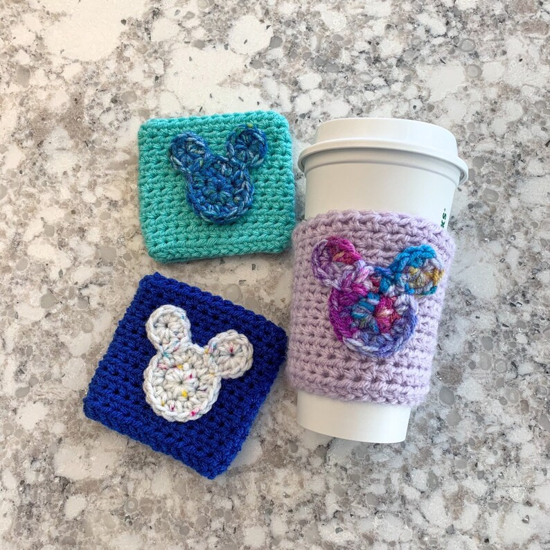 Custom Crochet Mouse Cozy Reusable Mickey Inspired Coffee Cup Cozy Create Your Own Drink Sleeve I... | Etsy (US)