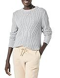 Amazon Essentials Women's 100% Cotton Crewneck Cable Sweater, Grey Heather, Small | Amazon (US)