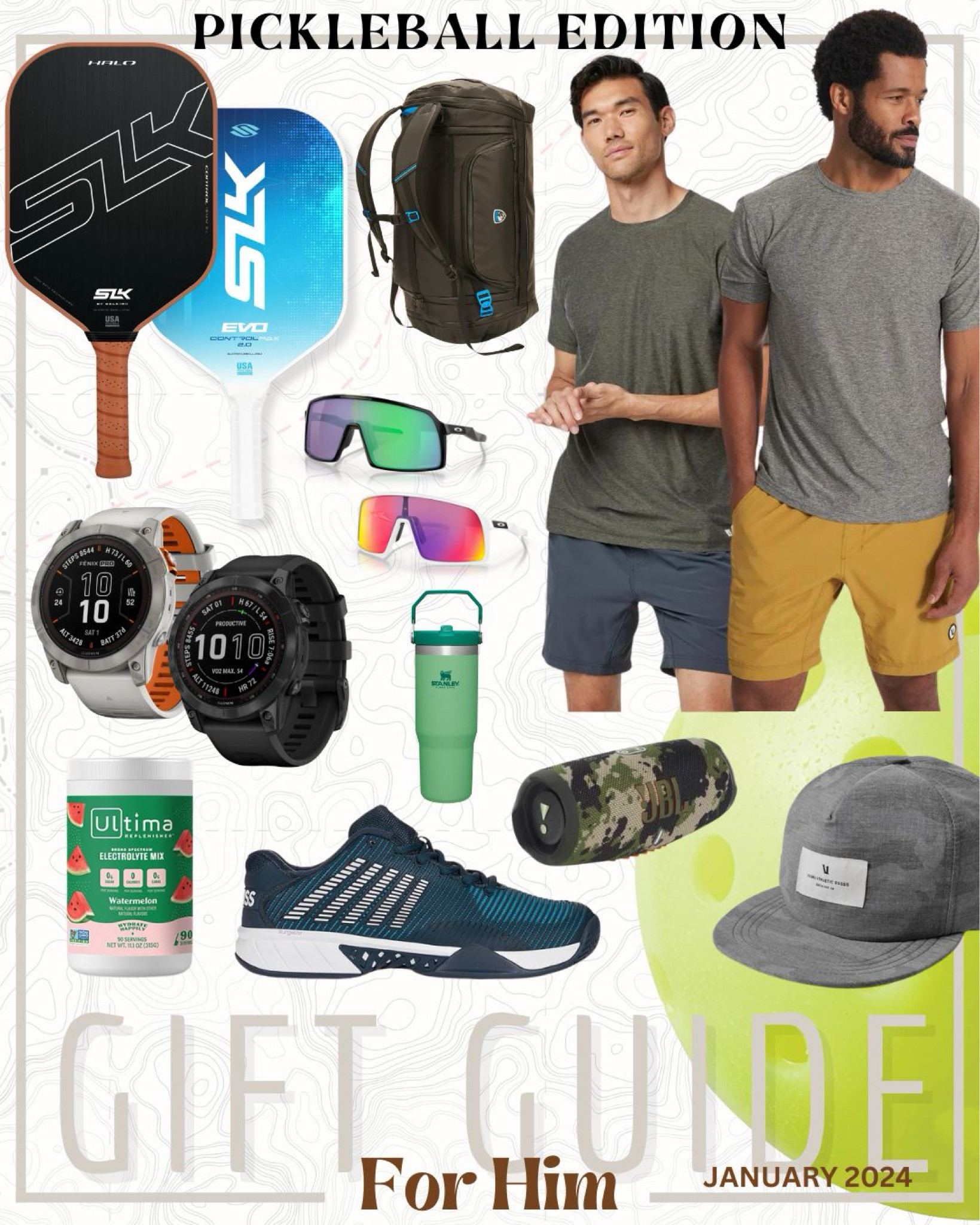 Pickleball gift guide for men, gift guide for him, pickleball gifts, vuori, garmin, Selkirk, JBL. Perfect setup for training or playing

#LTKmens #LTKfitness #LTKGiftGuide