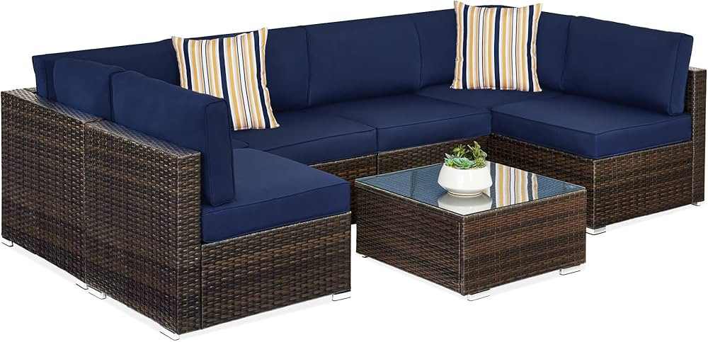Best Choice Products 7-Piece Modular Outdoor Sectional Wicker Patio Conversation Set w/ 2 Pillows... | Amazon (US)