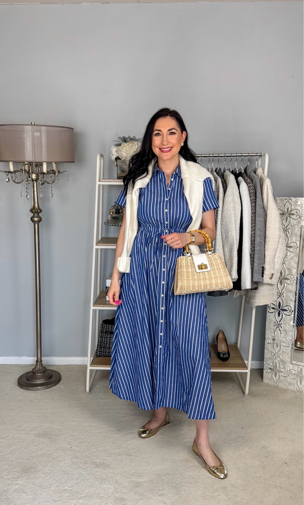 Classic spring outfit 💙🤍

Ivory sweater 
Navy striped maxi dress 
Gold ballet flats 

Work wear 
Summer outfit
Business Casual 
Office outfit 
Work outfit

#LTKWorkwear #LTKSeasonal