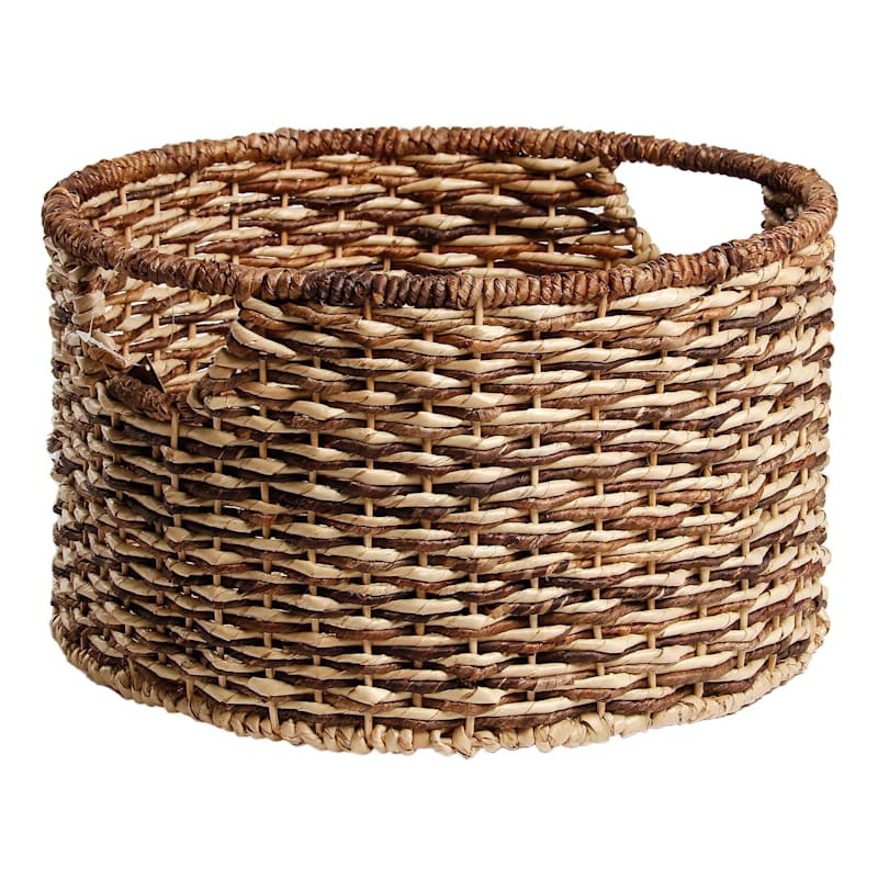 Bacburi Round Woven Abaca Storage Basket, Small | At Home