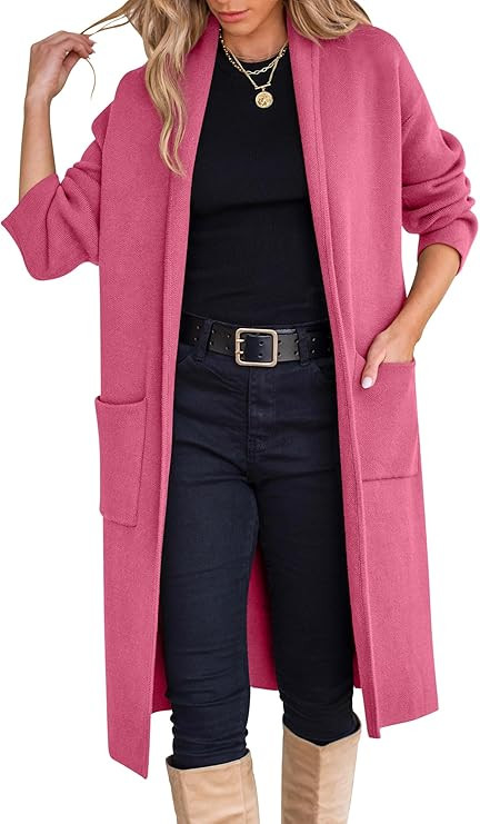 ANRABESS Women's Cardigan Long Sweater Oversized Open Front Knit Coatigan Duster Coat 2025 Trendy... | Amazon (US)