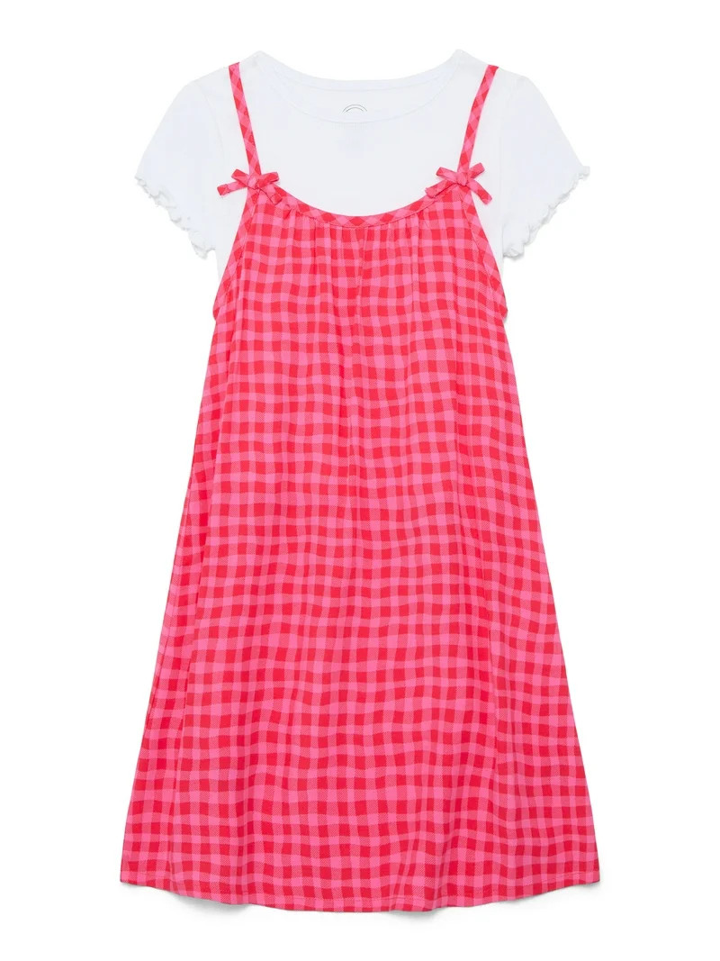 Wonder Nation Girls Cami Dress and Short Sleeve Tee, Sizes 4-18 & Plus | Walmart (US)