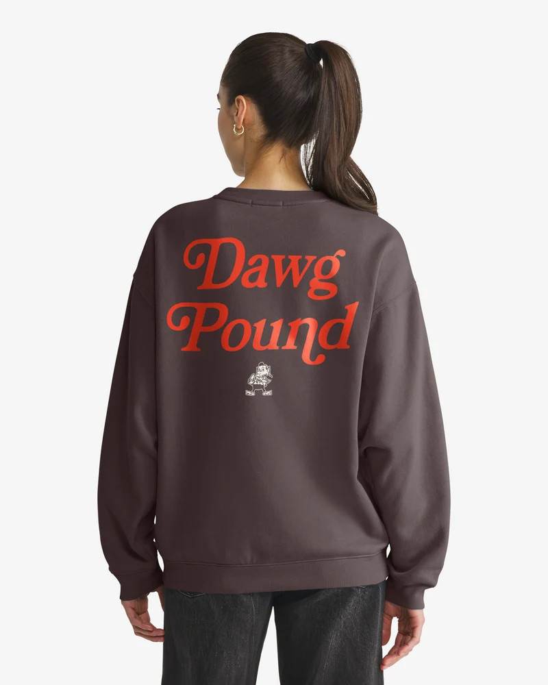 CLEVELAND BROWNS HISTORIC SHOUT IT '47 OUT OVERSIZED CREW WOMENS - Brown | '47Brand
