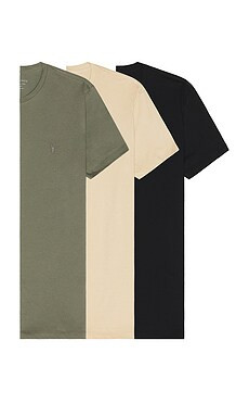 ALLSAINTS Tonic Short Sleeve Crew 3 Pk in Green, Taupe, & Black from Revolve.com | Revolve Clothing (Global)