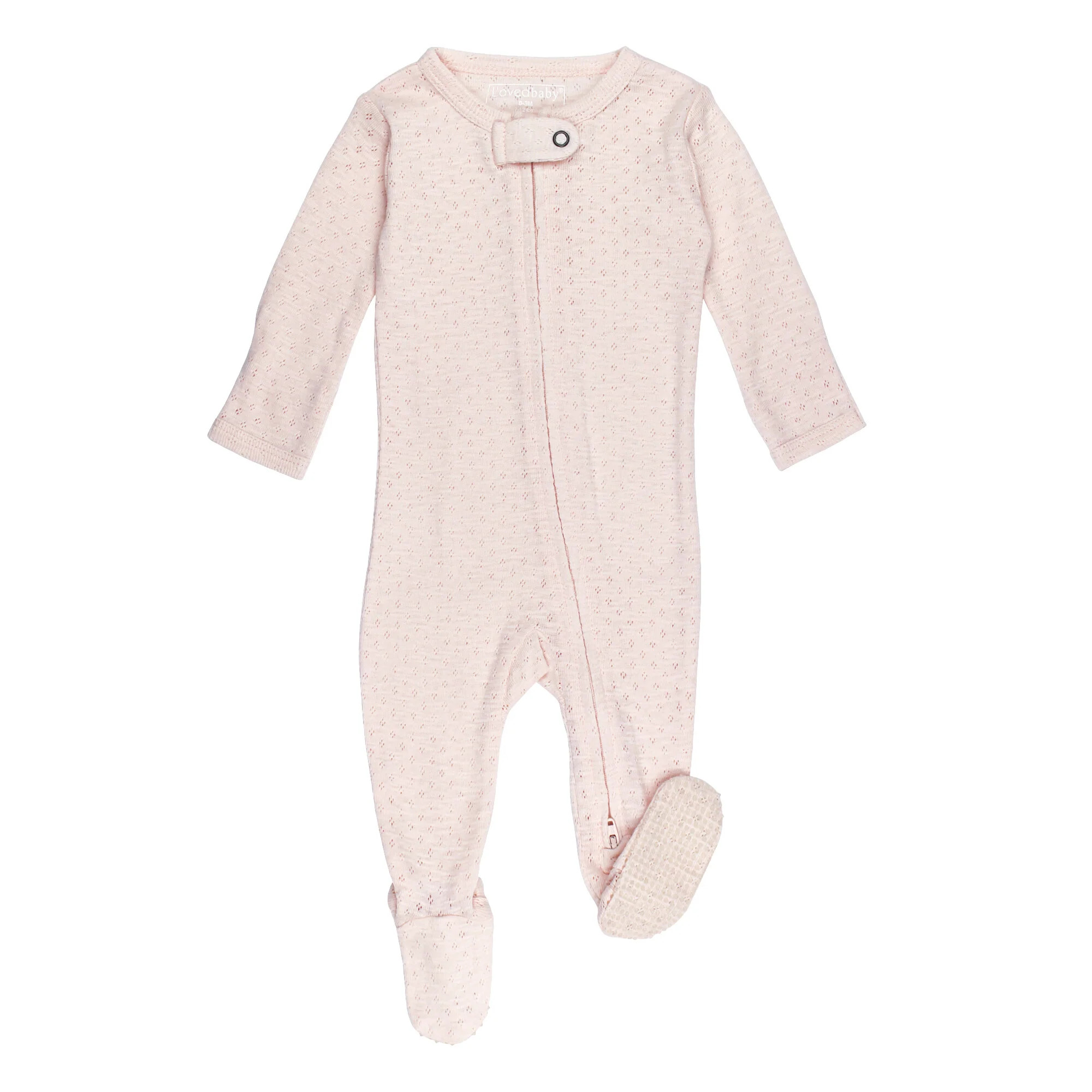 Organic Pointelle 2-Way Zipper Footie in Cotton Candy | L'ovedbaby
