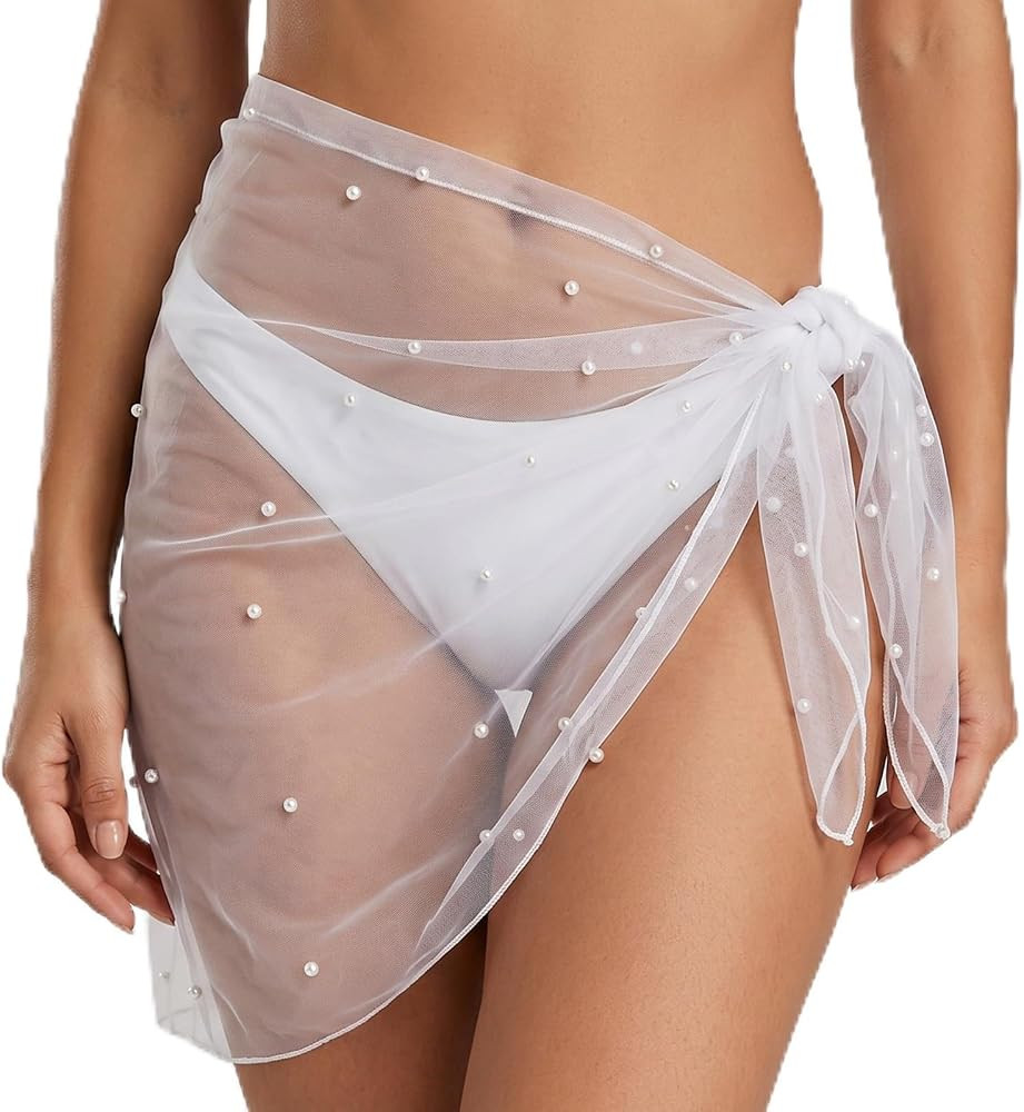 Women's Sarong Wraps for Women Short Sheer Beach Swimsuit Cover Up Skirt Bachelorette Outfits Mes... | Amazon (US)
