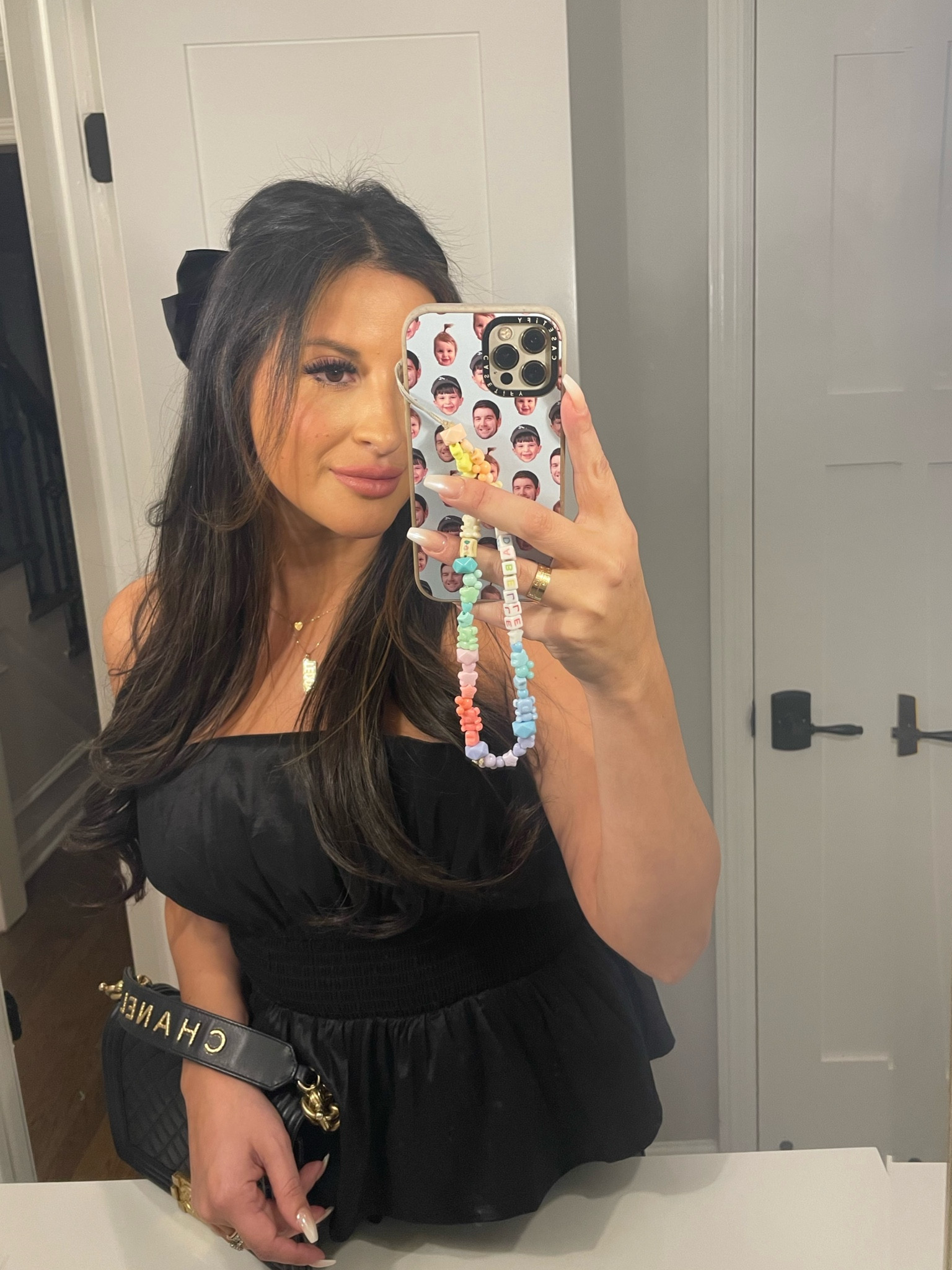 Black strapless top 
Charlotte tilbury pillow talk lipstick 


#LTKHoliday #LTKunder50 #LTKunder100